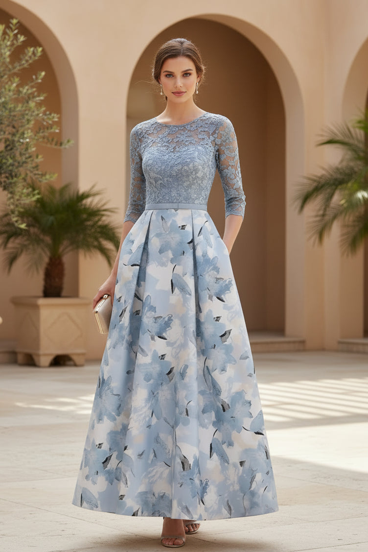 Spitzenmieder geblümt A-Linien-Abendkleid mit Taschen