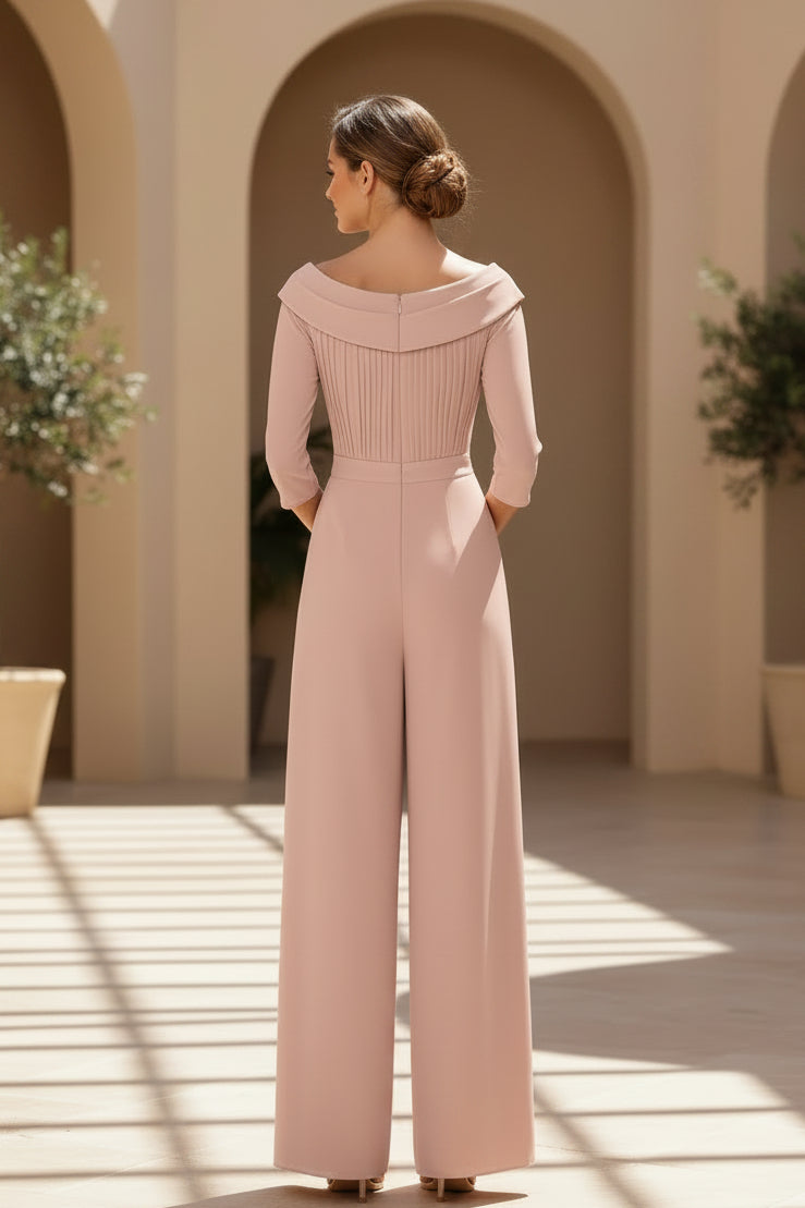 Jumpsuit mit weitem Bein, V-Ausschnitt, gerafftem Oberteil und Bindegürtel