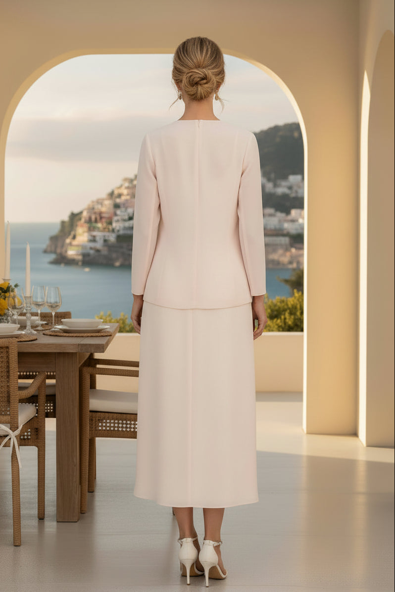 Chiffon-A-Linien-Kleid mit passender Jacke