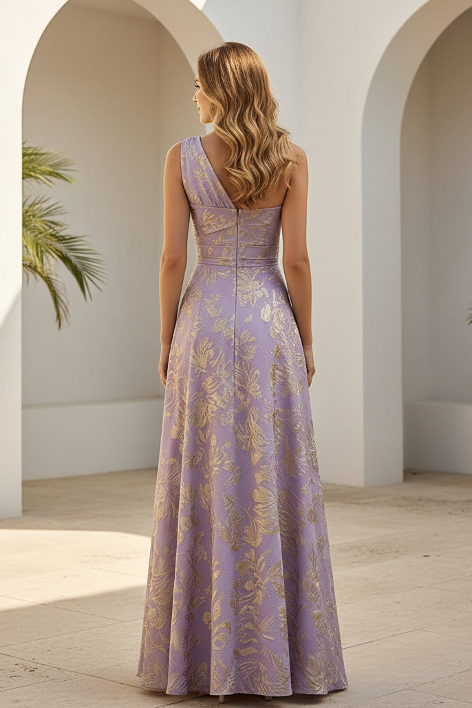 Abendkleid aus Jacquard mit One-Shoulder-Träger