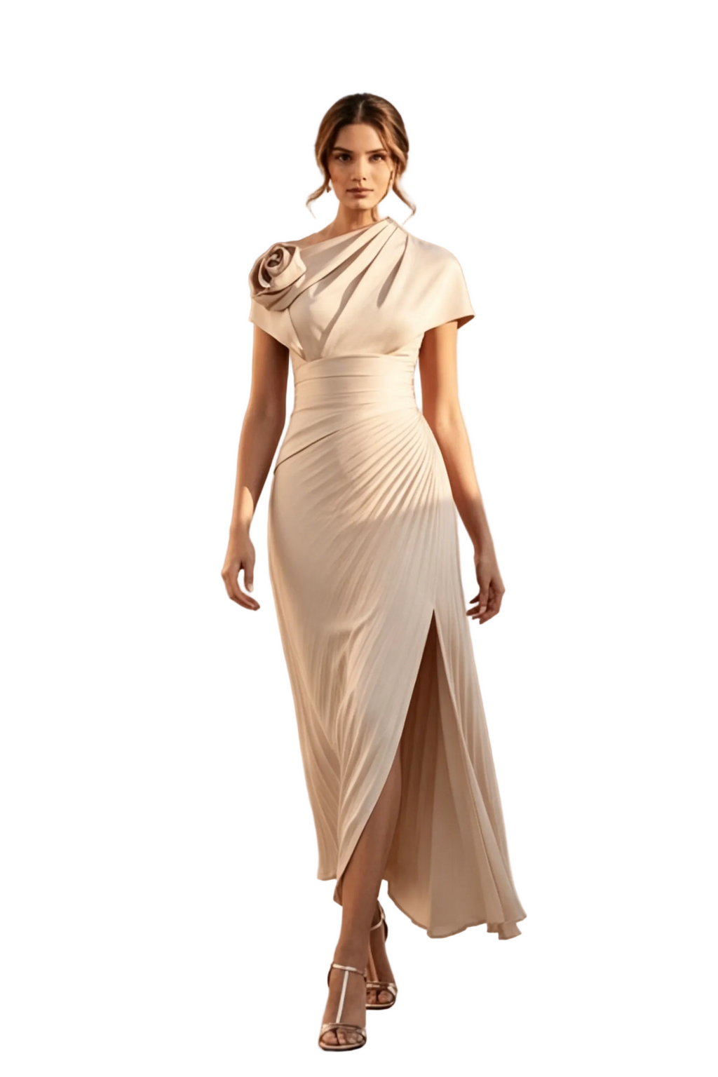 Asymmetrisches plissiertes One-Shoulder-Abendkleid