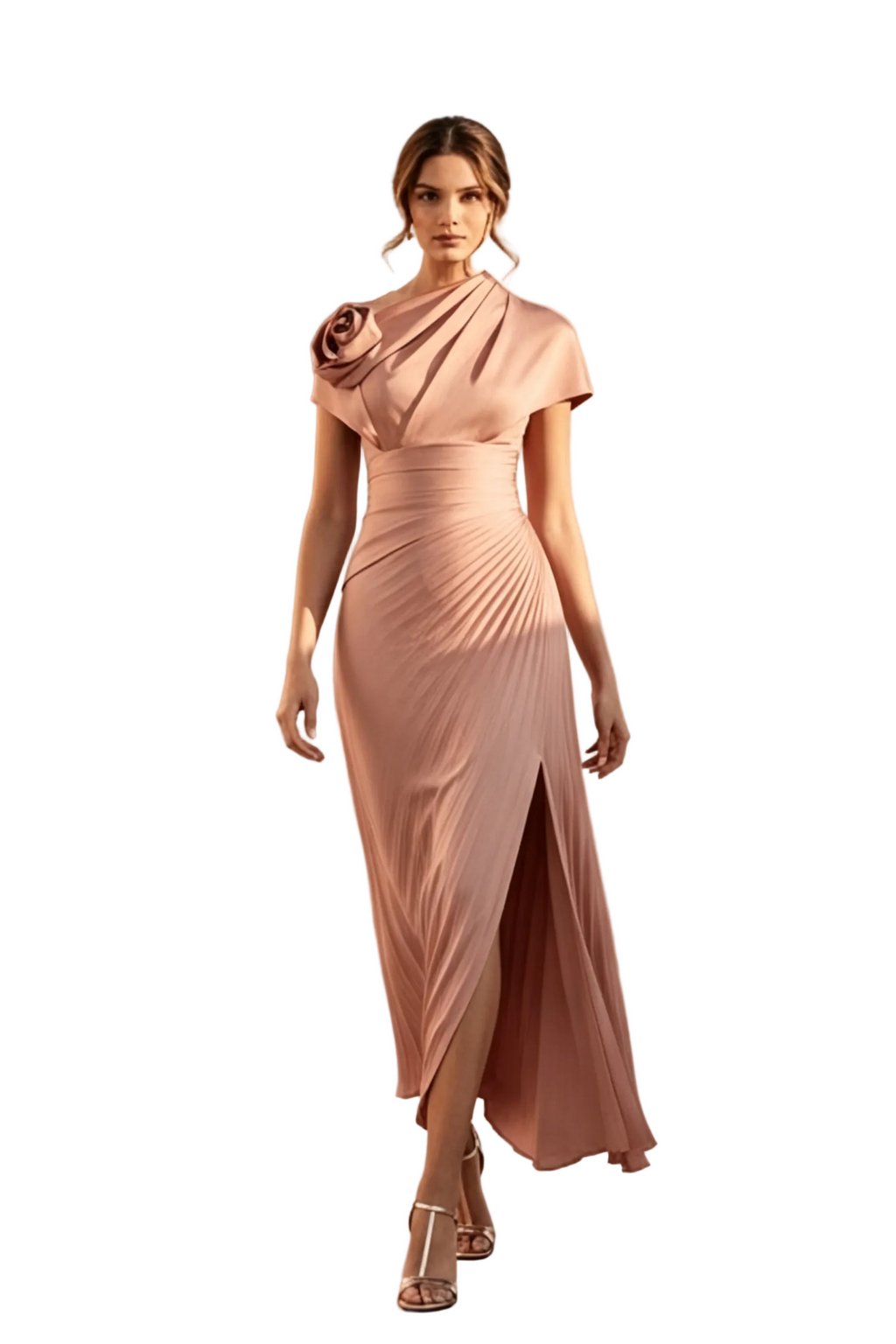 Asymmetrisches plissiertes One-Shoulder-Abendkleid