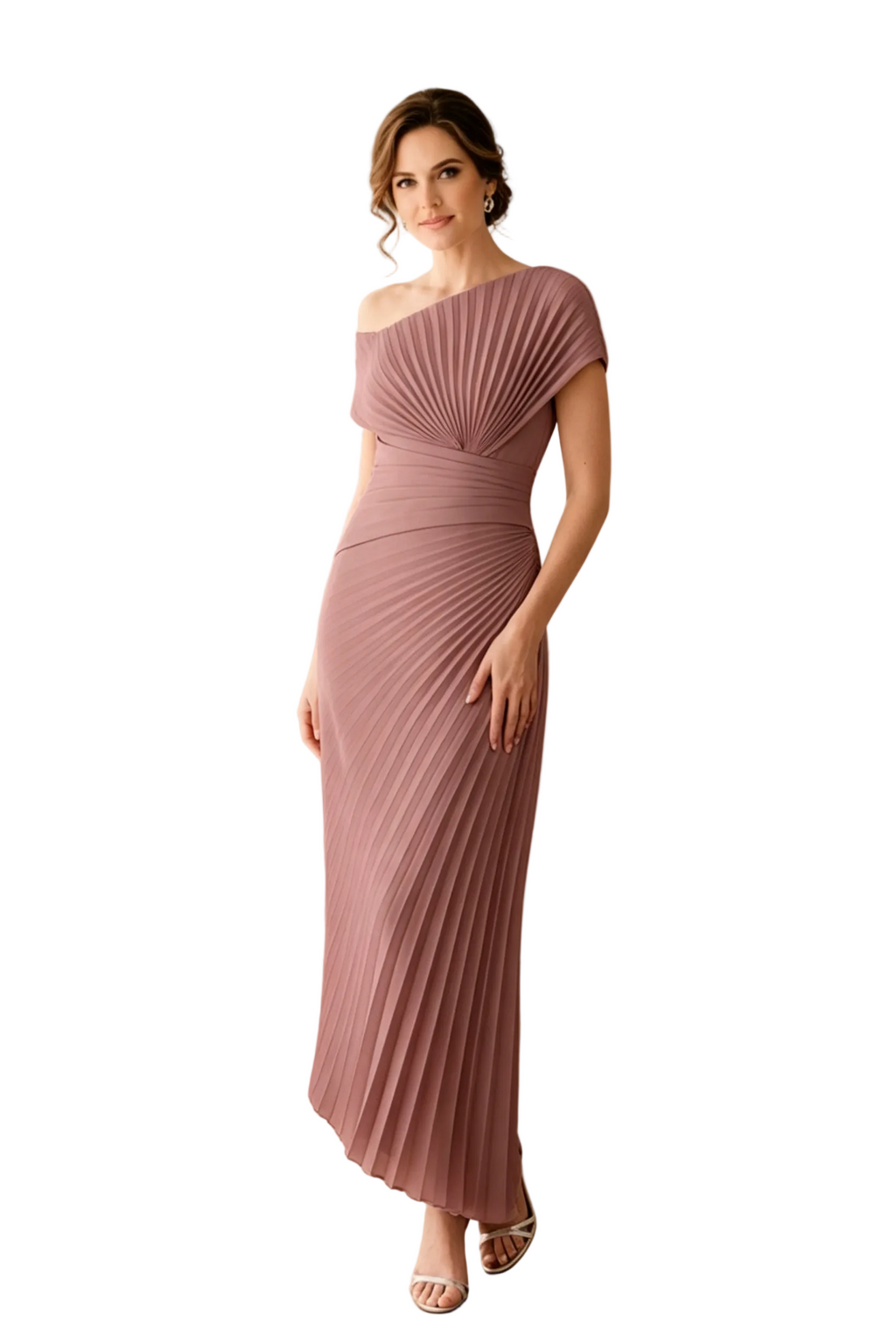 Plissiertes asymmetrisches One-Shoulder-Abendkleid