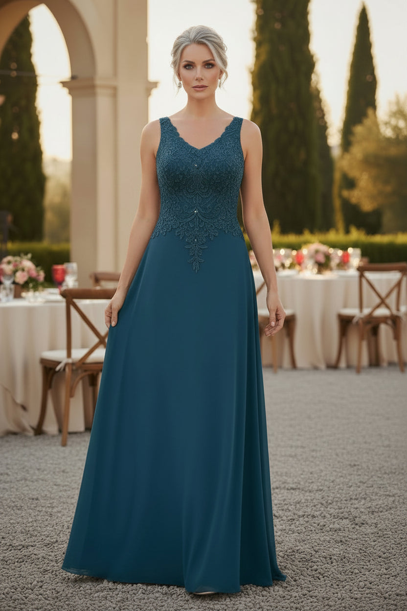 A-Linien Chiffon-Brautmutterkleid mit Jacke
