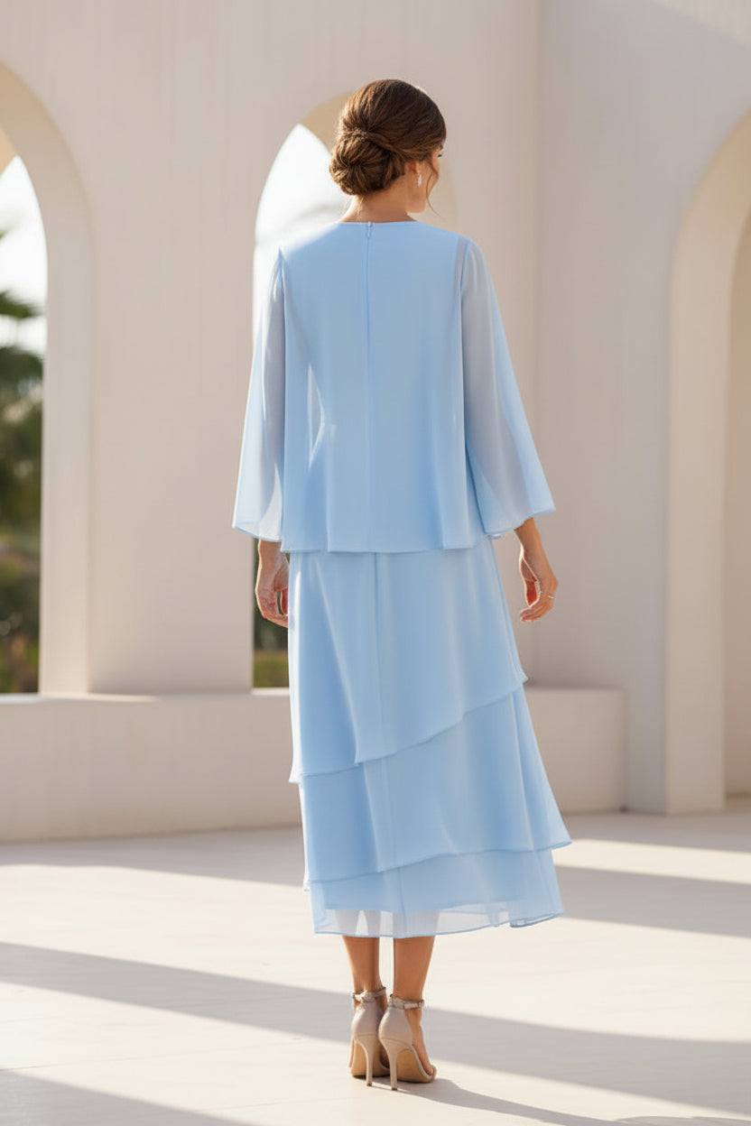 Spitzenjacke Chiffon-Zweiteiler-Kleid