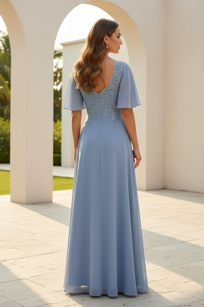 Plissiertes Chiffon-Abendkleid in A-Linie