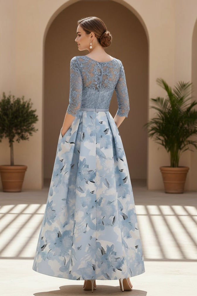 Spitzenmieder geblümt A-Linien-Abendkleid mit Taschen