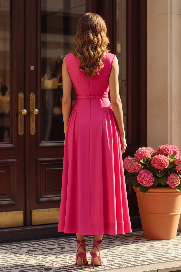 Ärmelloses A-Linien-Midikleid mit Gürtel