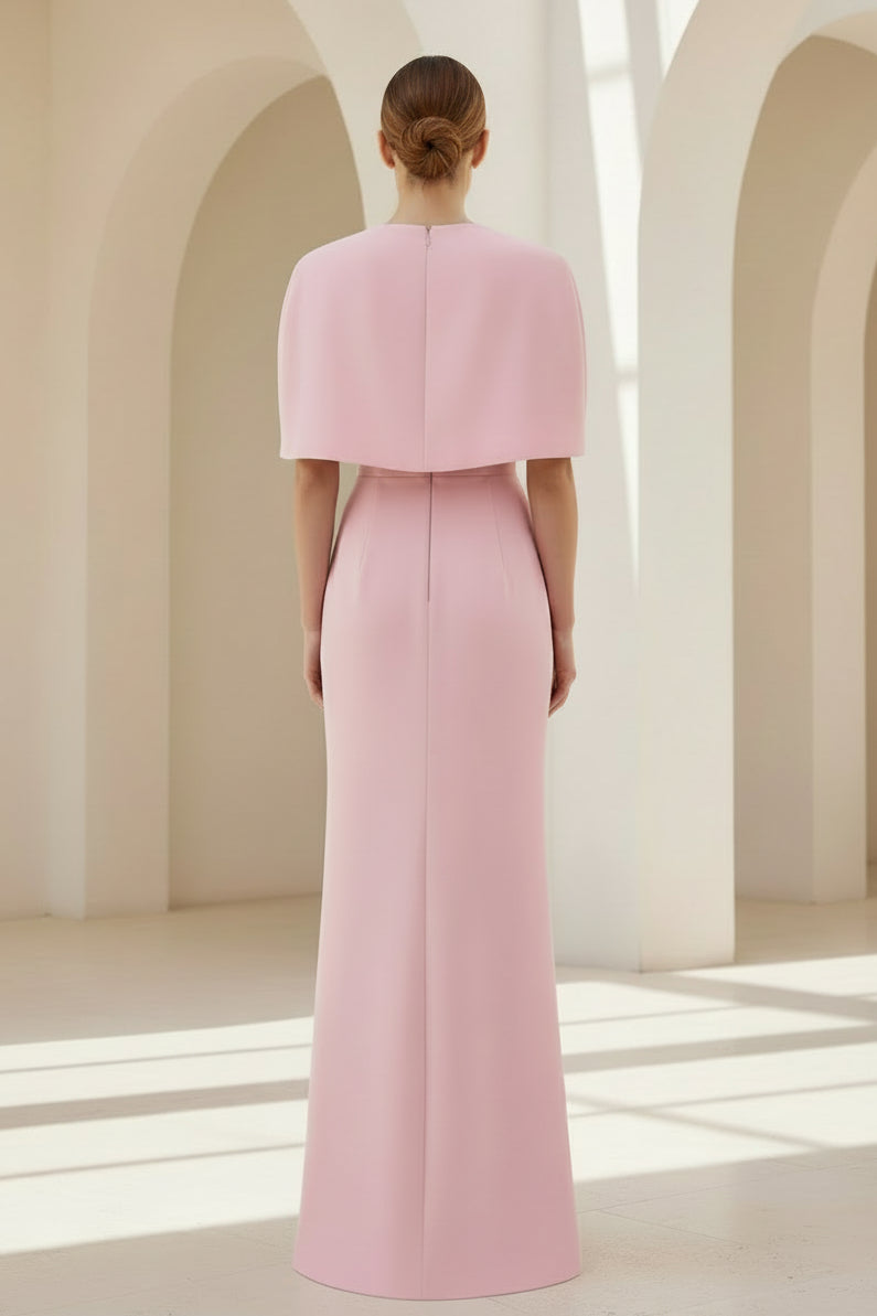 Abendkleid mit Cape-Überwurf und Schlüssellochausschnitt