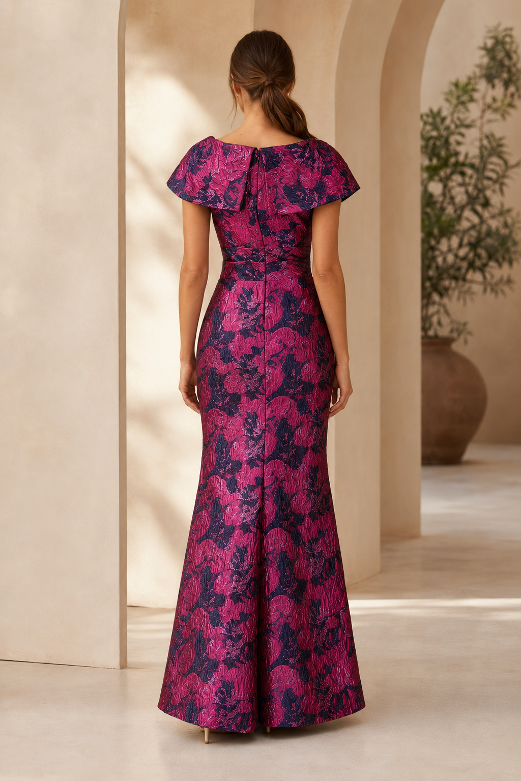 Off-Shoulder Jacquard Meerjungfrau Abendkleid