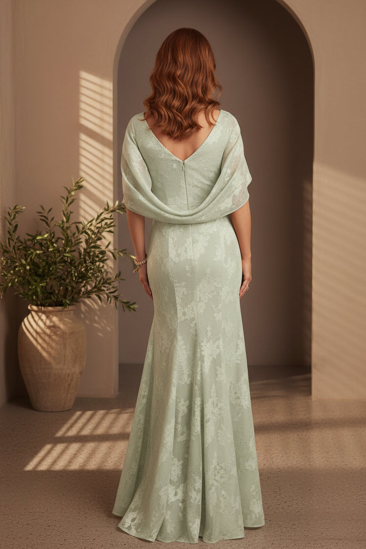 Raffiniertes Jacquard-Kleid mit Blumenmuster und Cape-Rücken