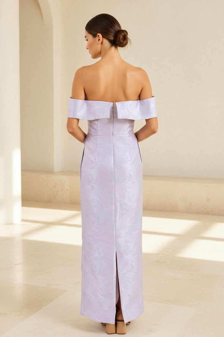 Off-Shoulder-Jacquard-Säulenkleid