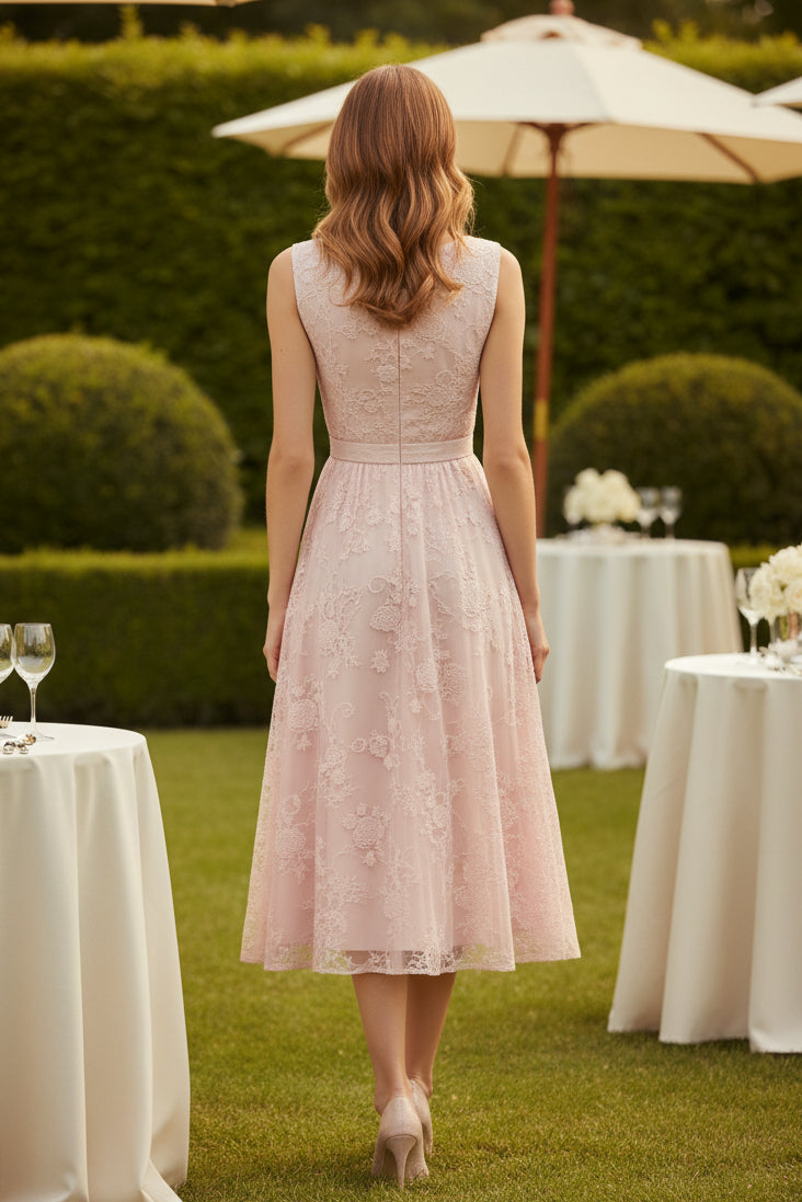 Ärmelloses Spitzen-A-Linien-Midikleid