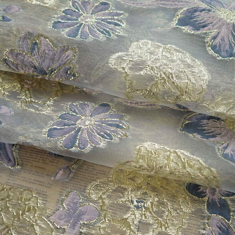 Blumen-Jacquard-Kleid ohne Ärmel in A-Linie, Teelänge