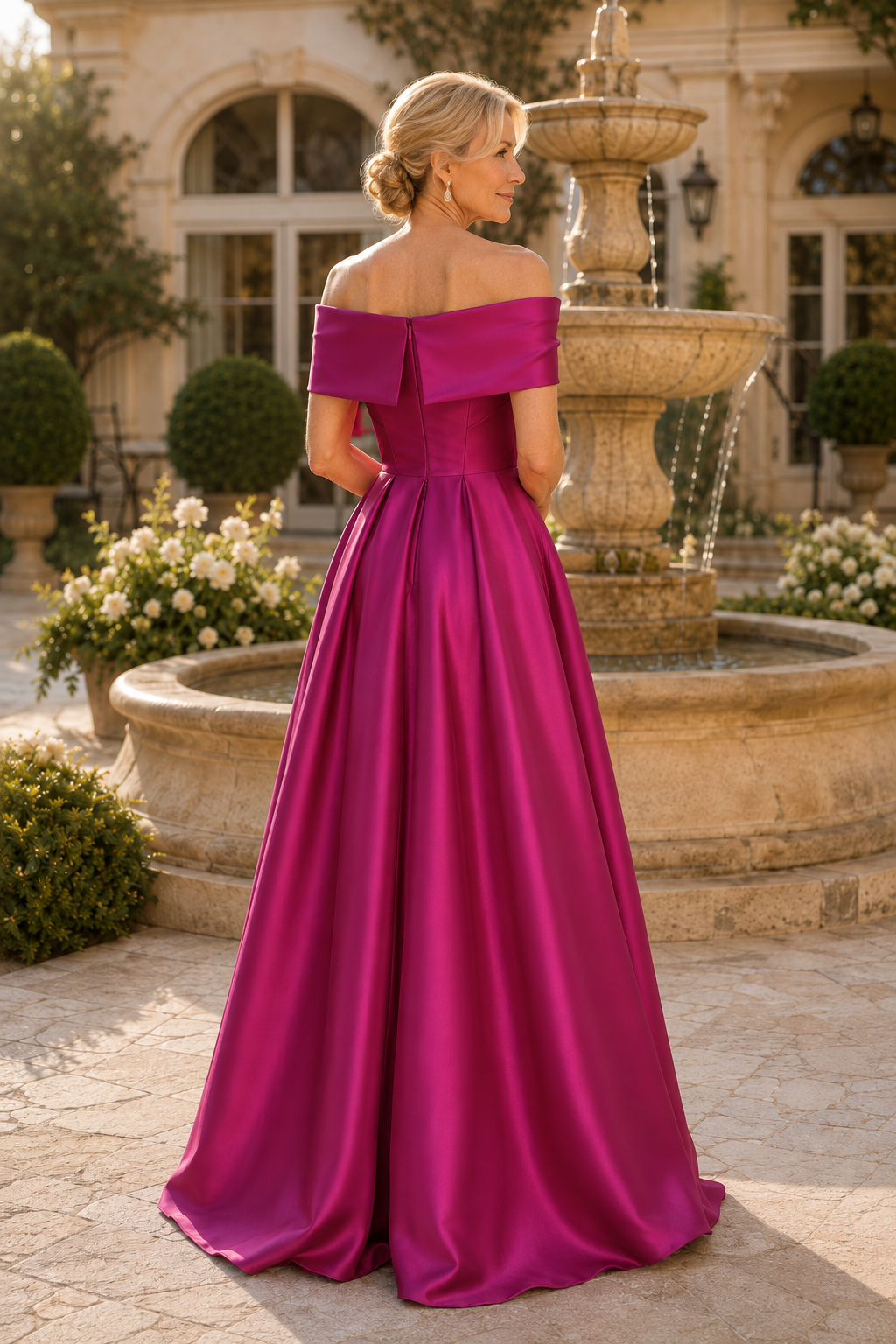 Trägerloses plissiertes Satin-A-Linien-Kleid