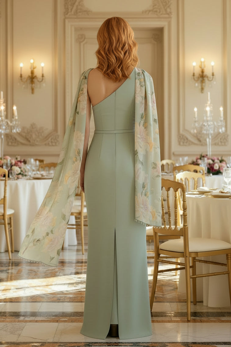 Blumen-Cape-Etui-Kleid mit einer Schulter