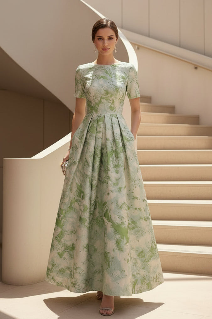 Geblümtes A-Linien Maxikleid mit Taschen