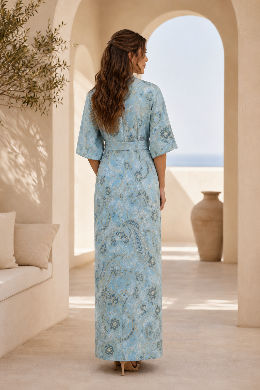 Trägerloses Jacquard-Maxikleid mit passender Jacke