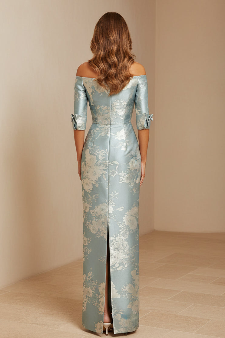 Ärmelloses Abendkleid aus Jacquard mit Metallic-Blumenmuster und geradem Schnitt