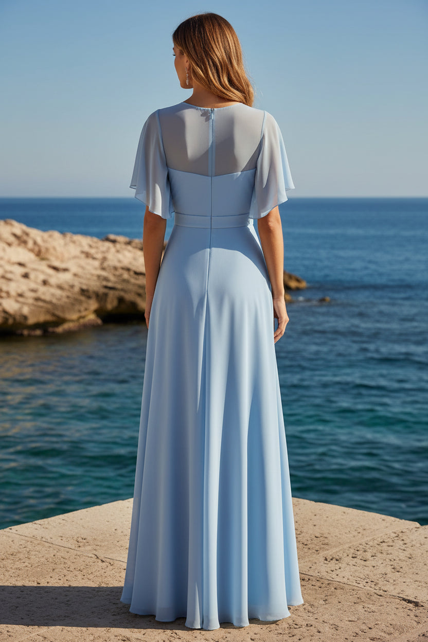 Illusion Abendkleid aus plissiertem Chiffon