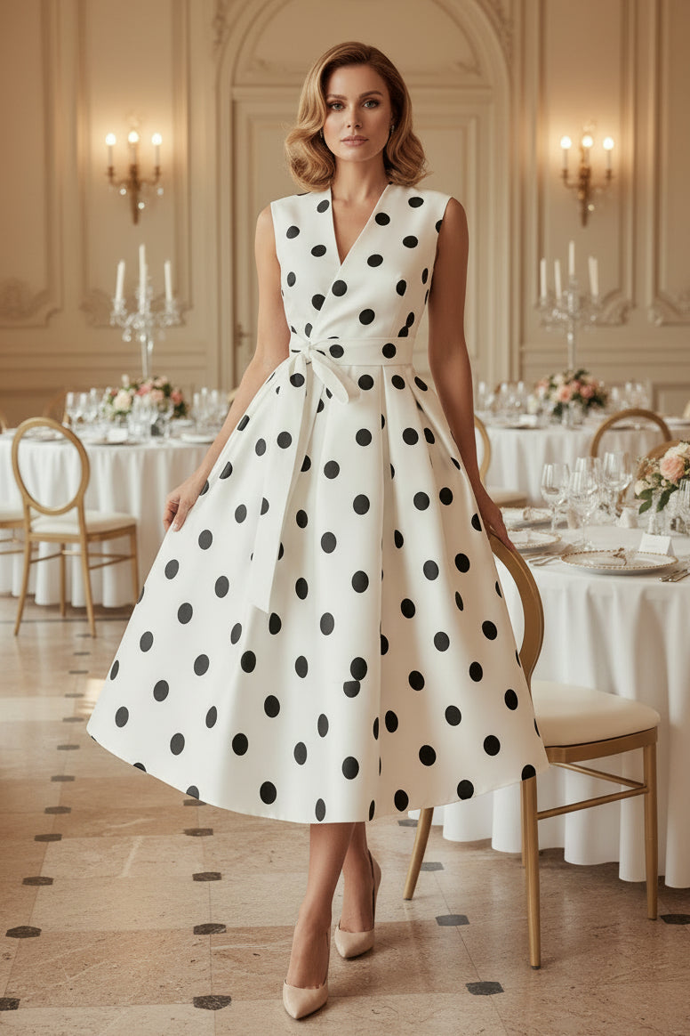 Gepunktetes Wickel-Midikleid