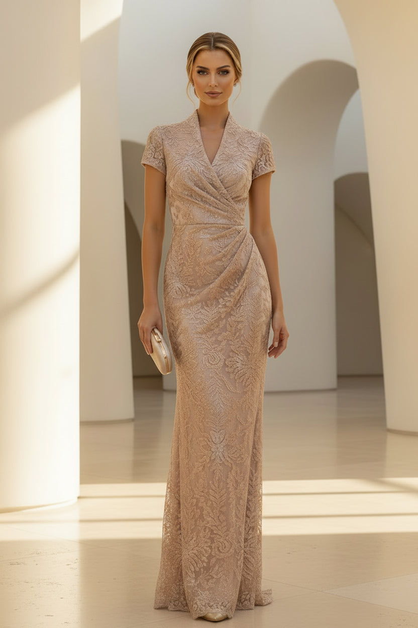 Spitzenwickel-V-Ausschnitt-Meerjungfrauen-Abendkleid