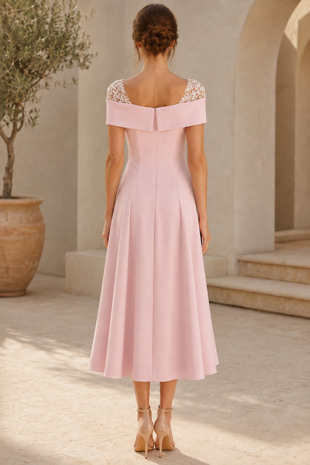 A-Linien Midi-Kleid mit besticktem Oberteil