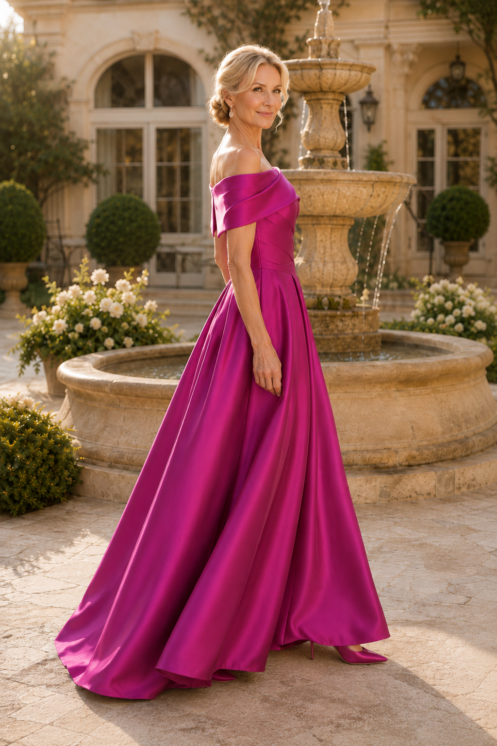 Trägerloses plissiertes Satin-A-Linien-Kleid