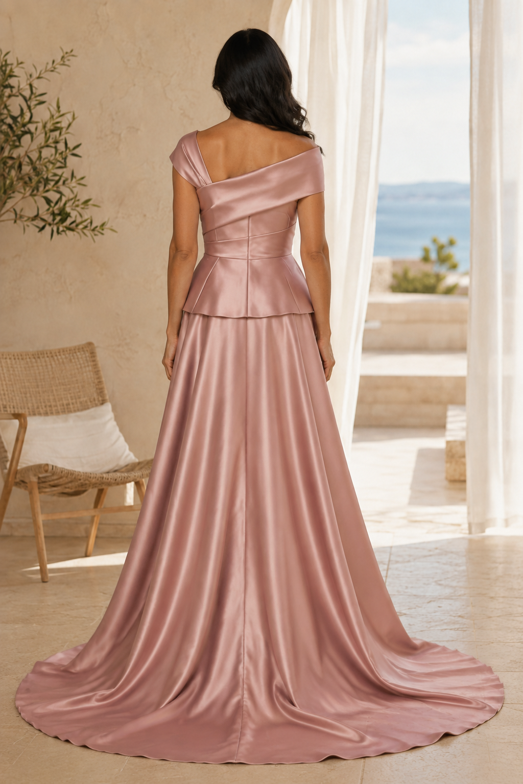 Off-Shoulder Blumen Paillettenkleid mit Satin-Überrock