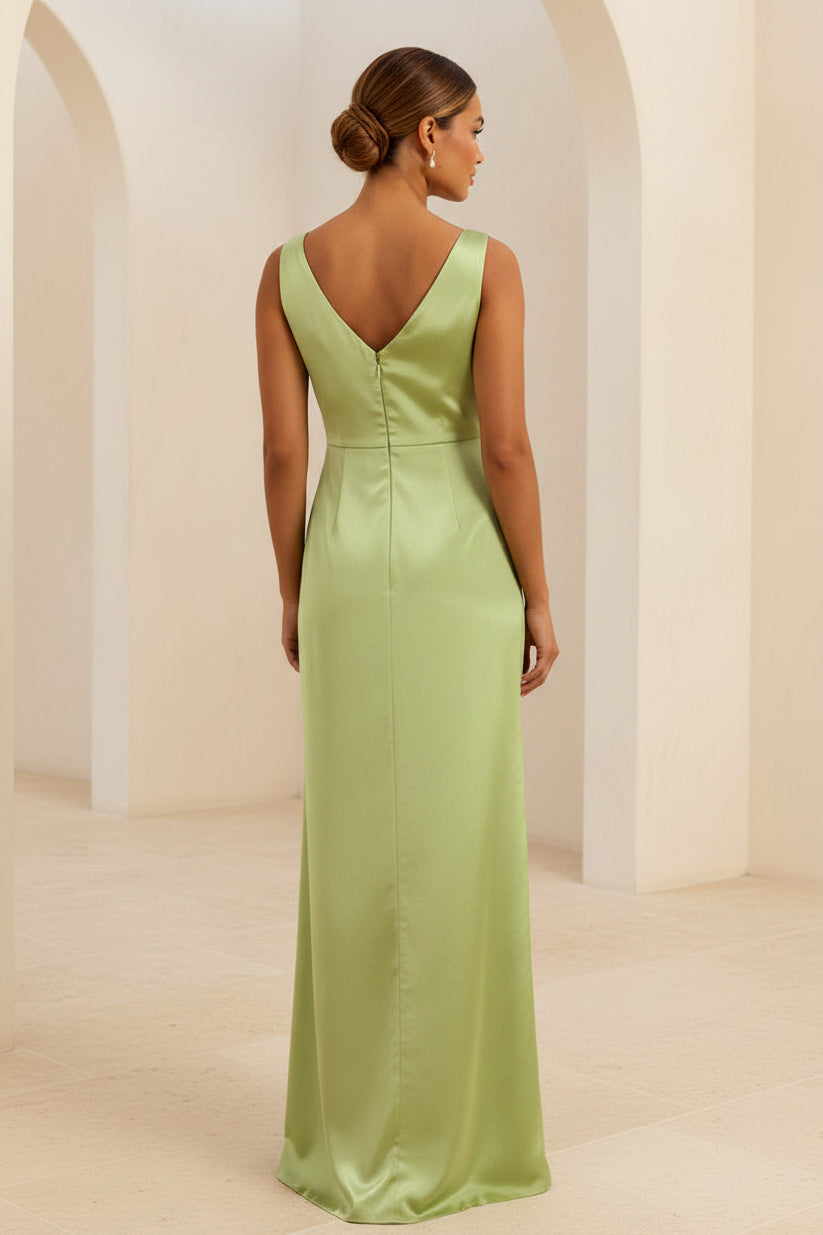 Satin-Abendkleid mit V-Ausschnitt