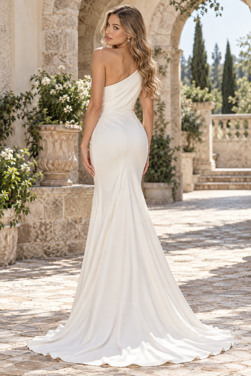 One-Shoulder Ruched Mermaid Evening Dress