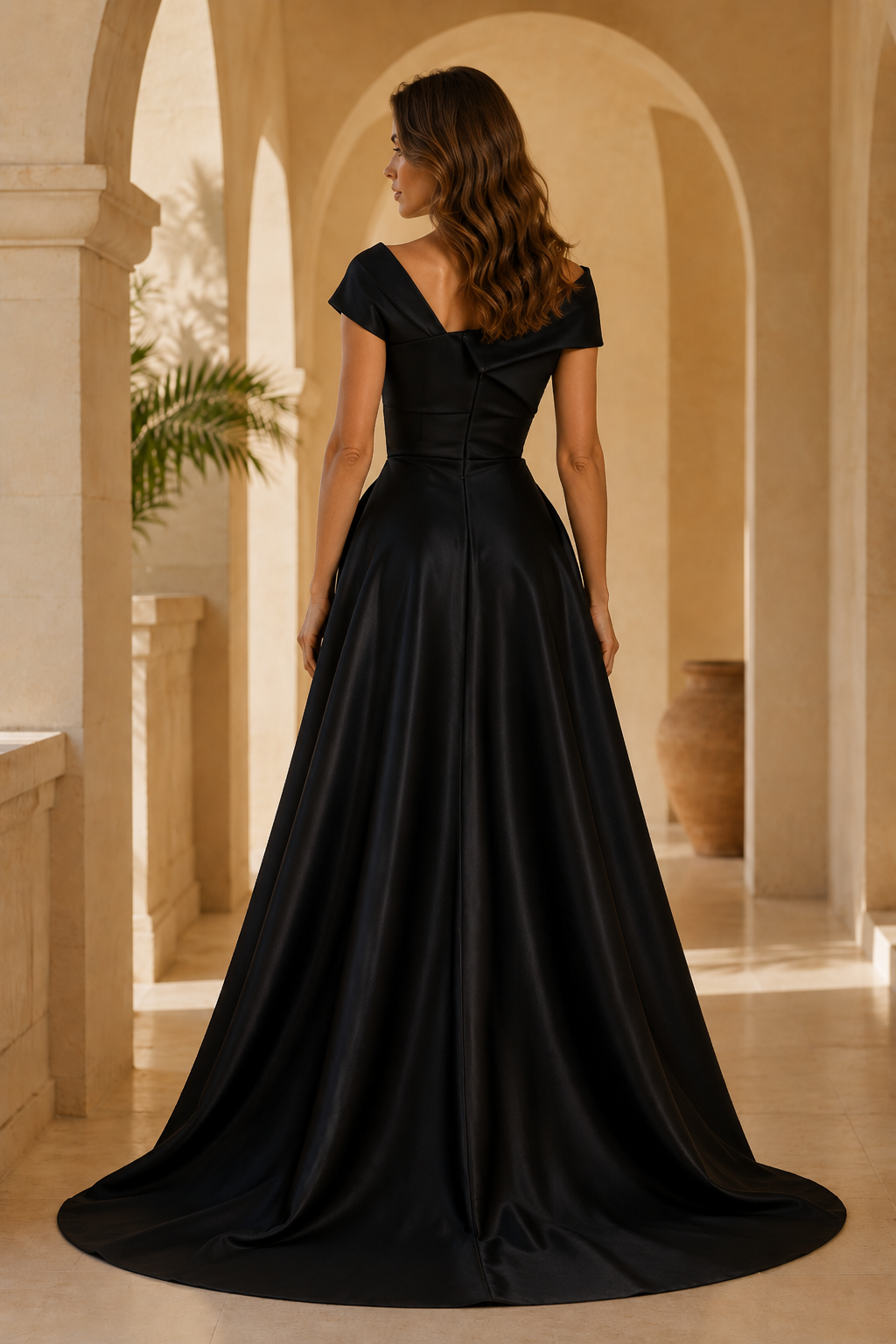 Asymmetrisches Peplum-Abendkleid mit Schlitz