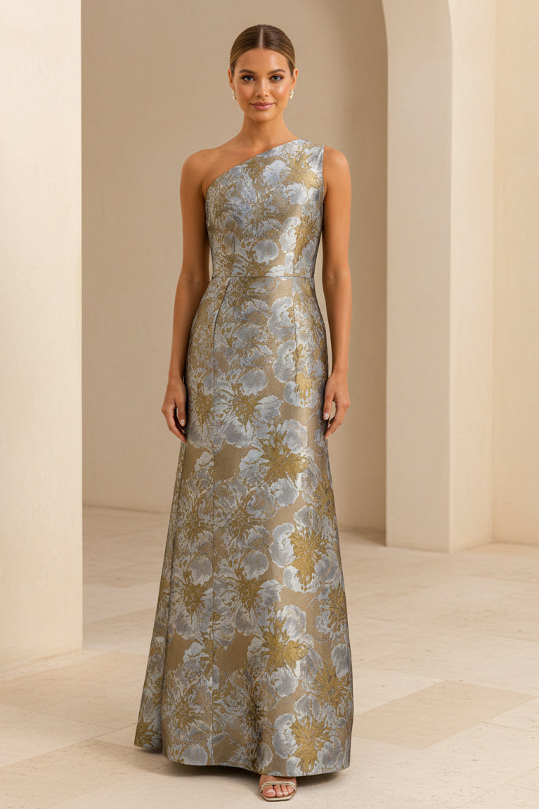 Elegantes, schulterfreies A-Linien-Maxikleid