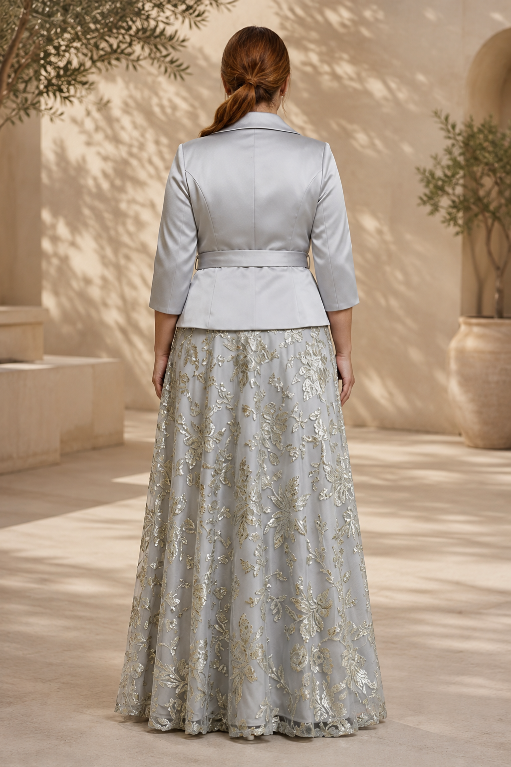 Wickeljacke & Pailletten-Blumenrock Zweiteiler-Set