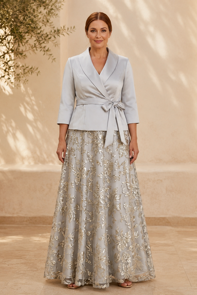 Wickeljacke & Pailletten-Blumenrock Zweiteiler-Set