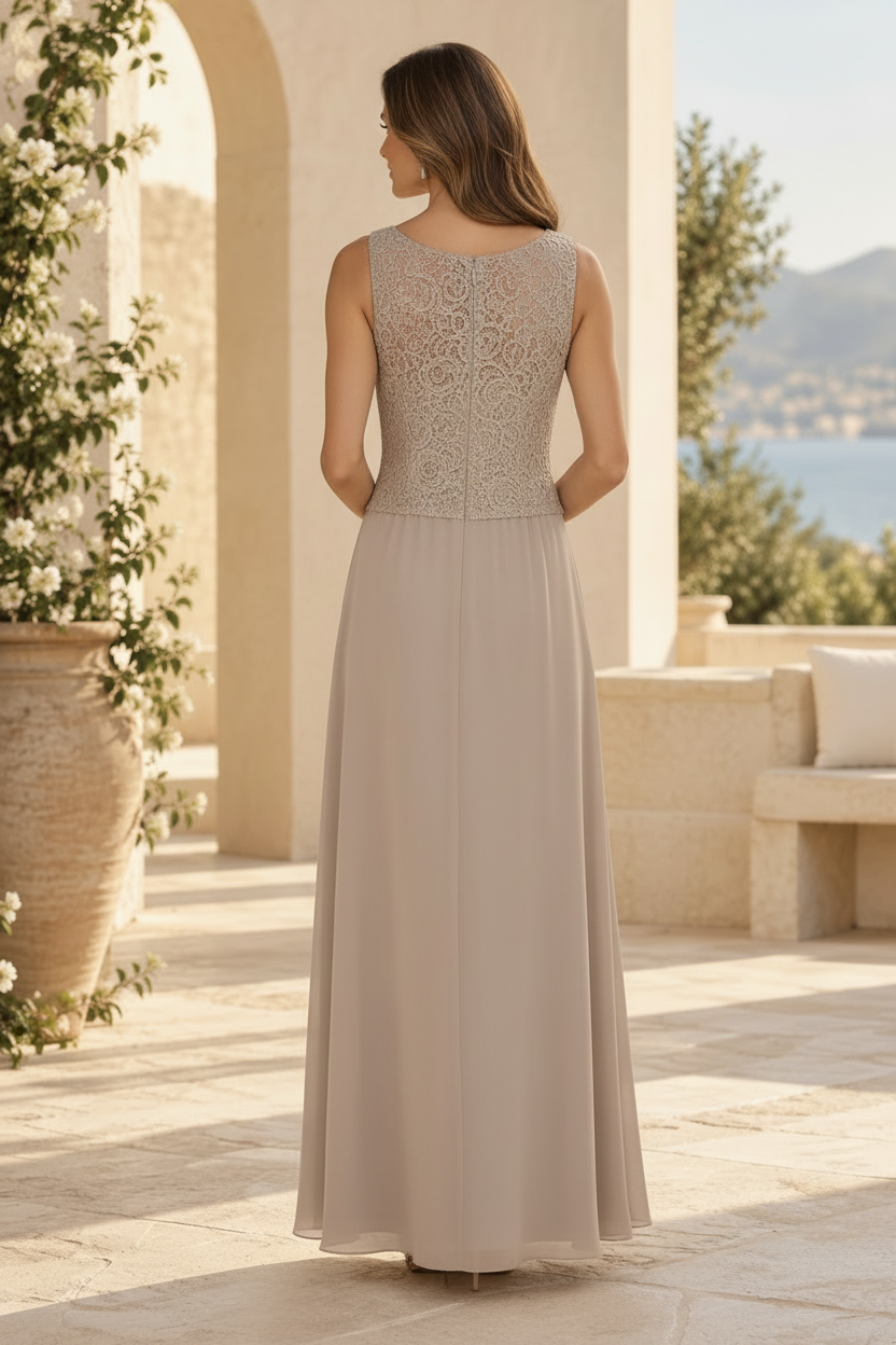 Lace and Chiffon A-Line Gown with Matching Jacket