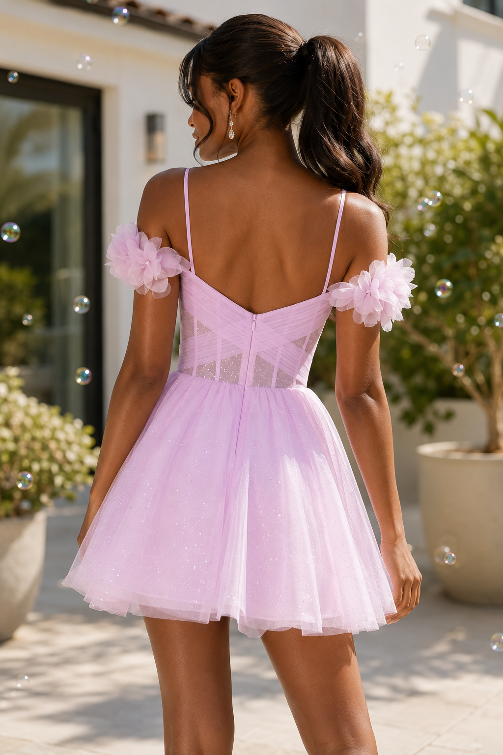Glitzer Tüll Herz-Korsett Minikleid