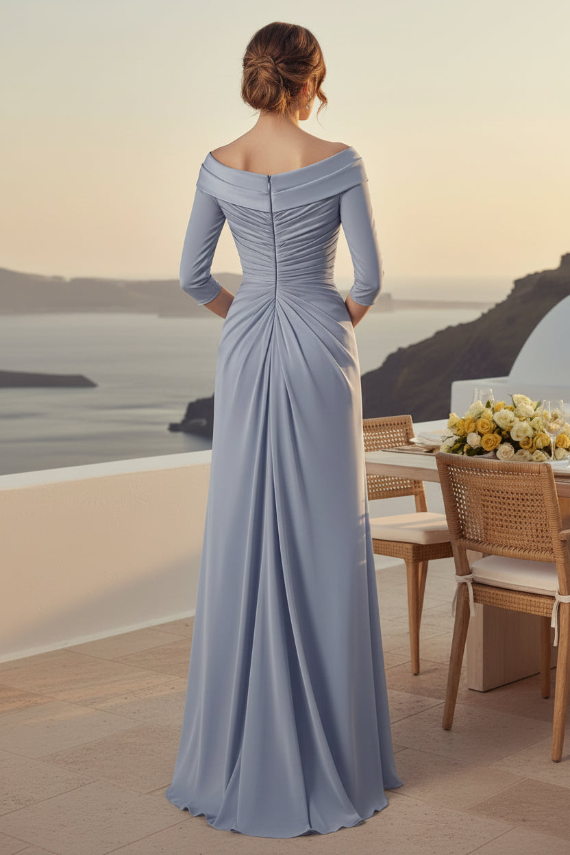 Ärmelloses, gerafftes Kleid mit Wasserfall-Drapierung