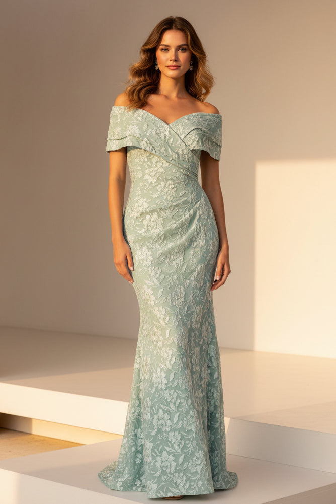 Ärmelloses Meerjungfrauenkleid aus geblümtem Jacquard