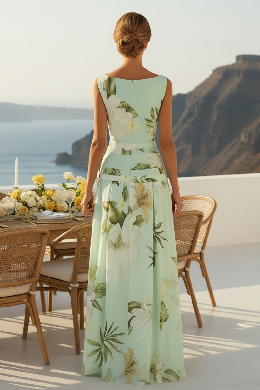 Maxikleid ohne Ärmel mit Blumenmuster