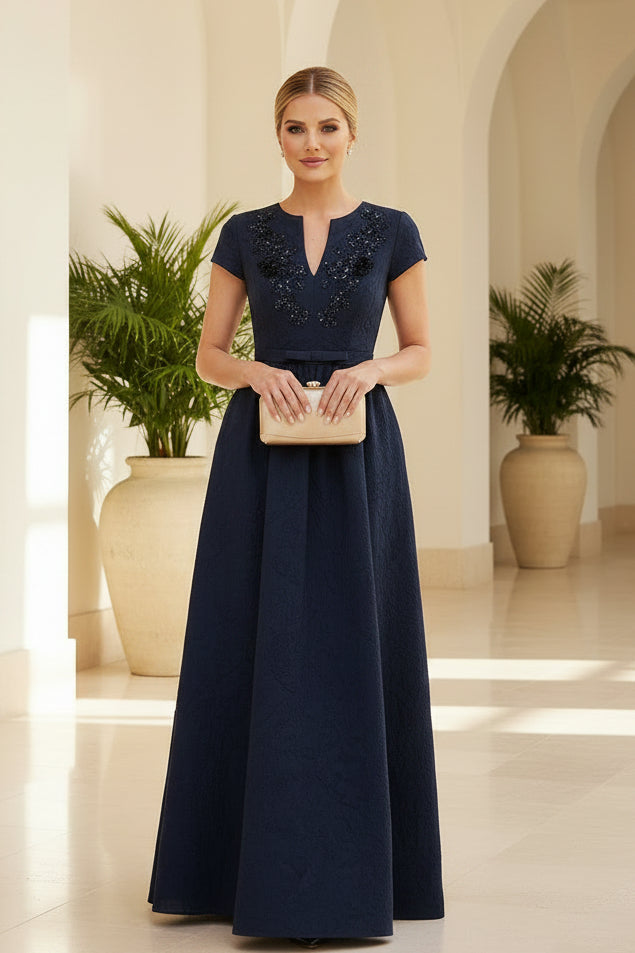 Jacquard-A-Linien-Kleid mit Pailletten-Oberteil und Taschen