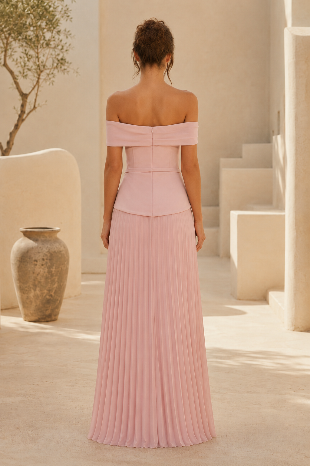 Ärmelloses plissiertes A-Linien-Abendkleid