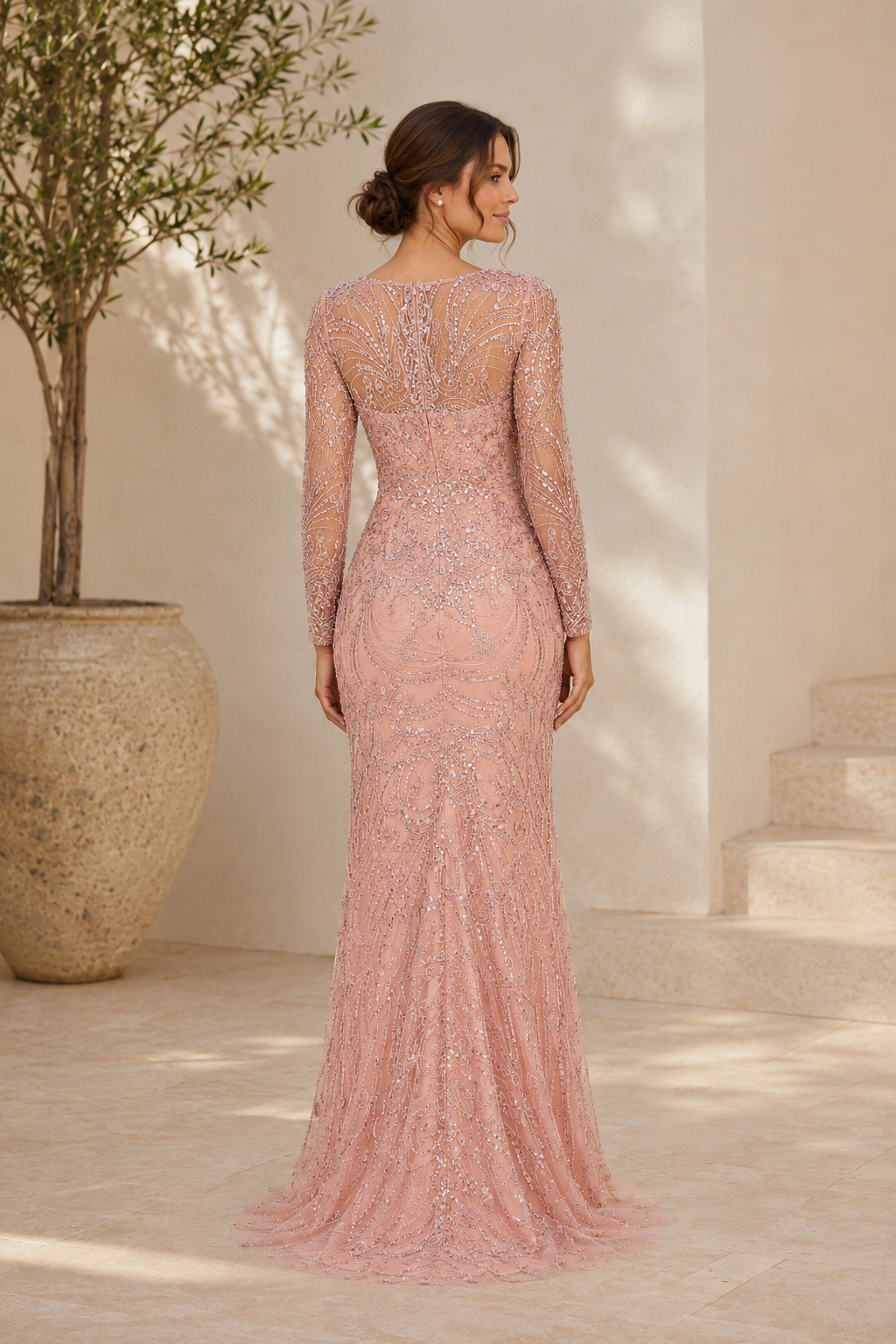 Abendkleid "Illusion" mit Perlenstickerei und Meerjungfrauen-Silhouette