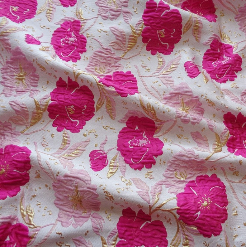 Florales Jacquard-Maxikleid mit One-Shoulder-Träger und Rüschen