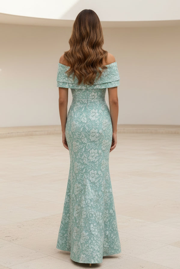 Ärmelloses Meerjungfrauenkleid aus geblümtem Jacquard