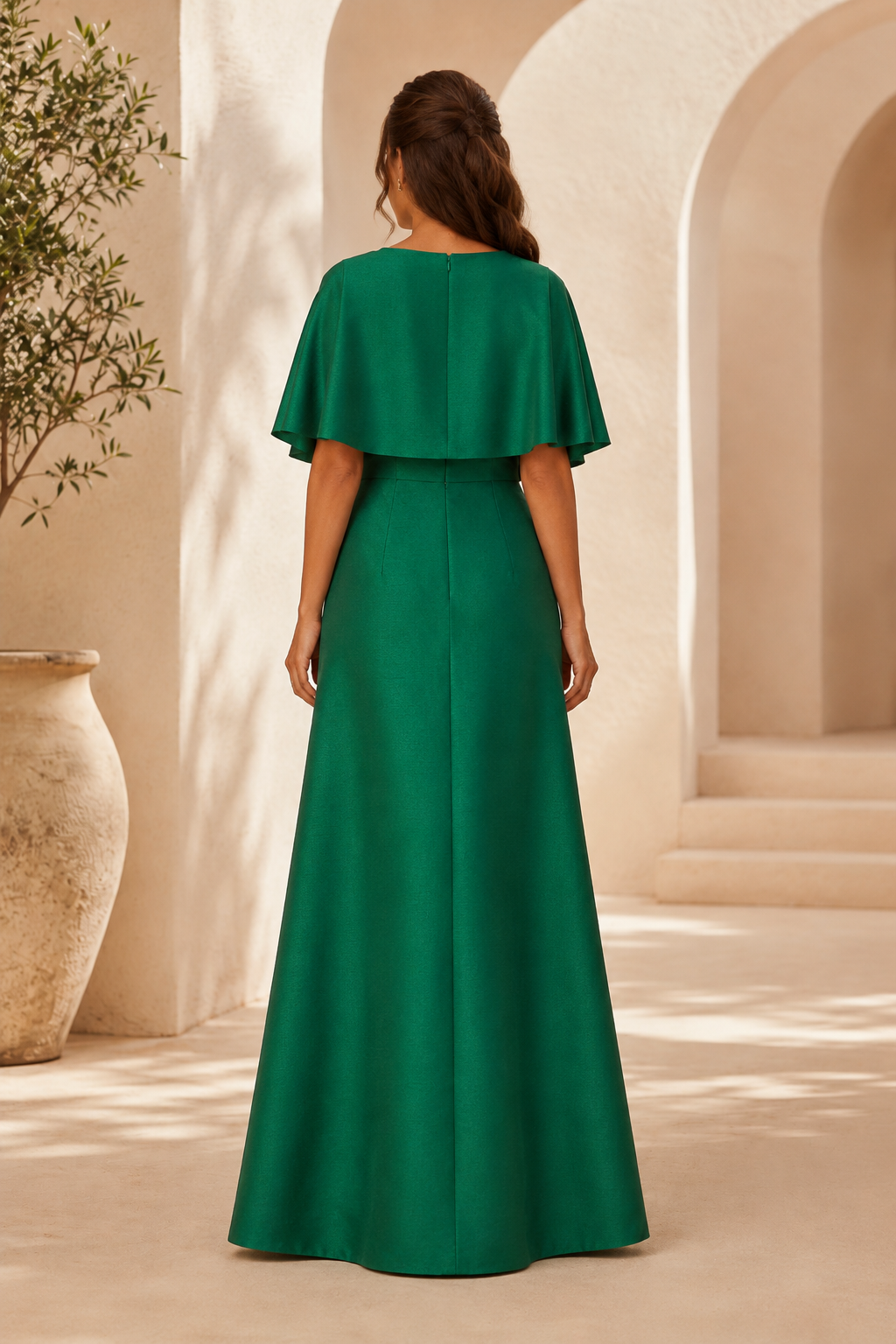 Abendkleid in A-Linie mit Capelet-Ärmeln