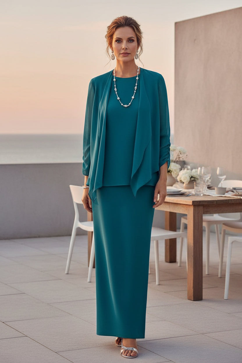 Zweiteiliges Chiffon-Jacket und langes Säulenkleid