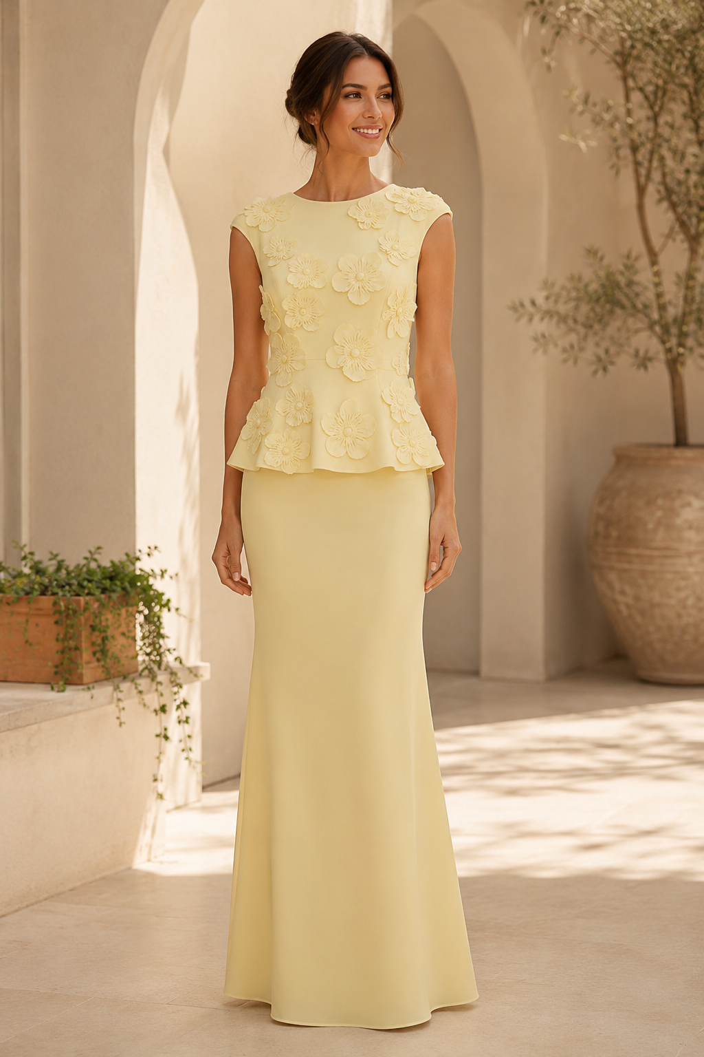3D-Blumenapplikationen Schößchen Meerjungfrauenkleid