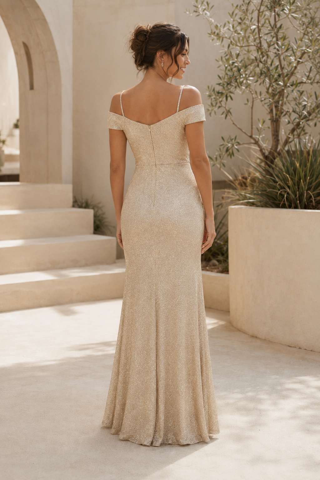 Schulterfreies Pailletten Meerjungfrauen-Abendkleid