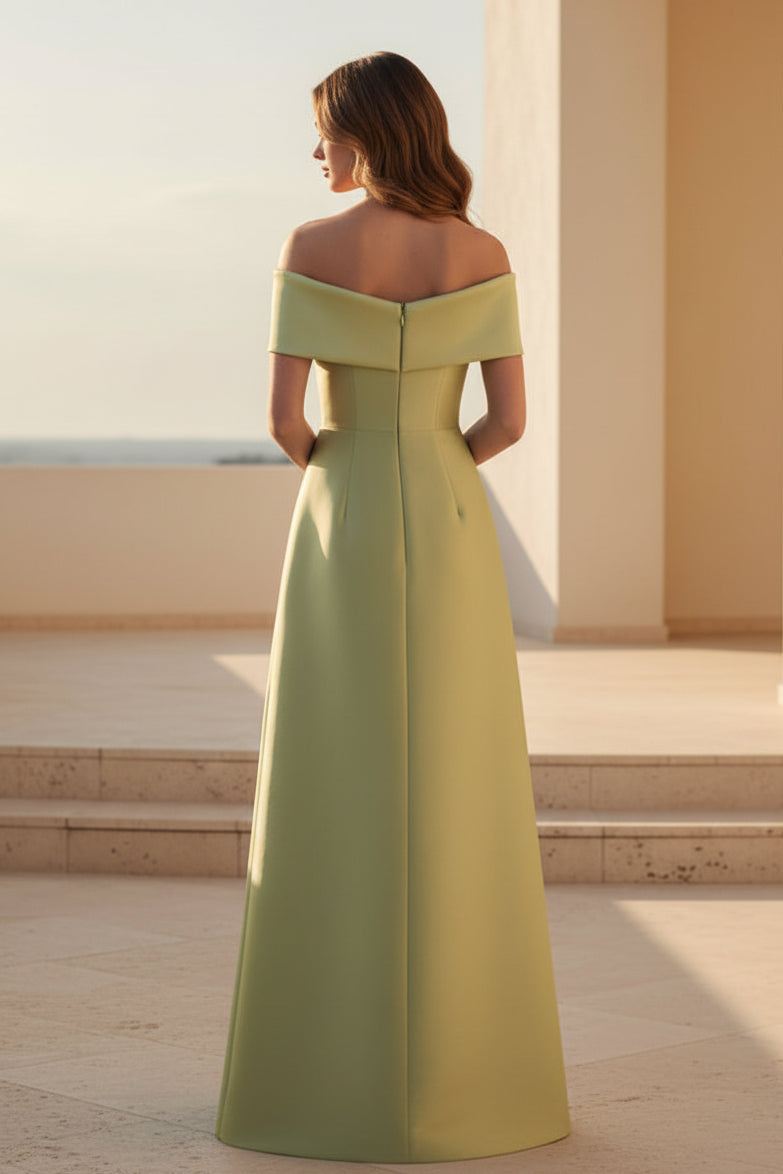 Schulterfreies Satin-Abendkleid in A-Linie